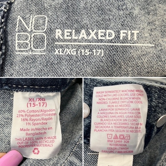 Acid Wash Rolled Jean Denim Bib Short Overalls Size XL - Picture 7 of 7